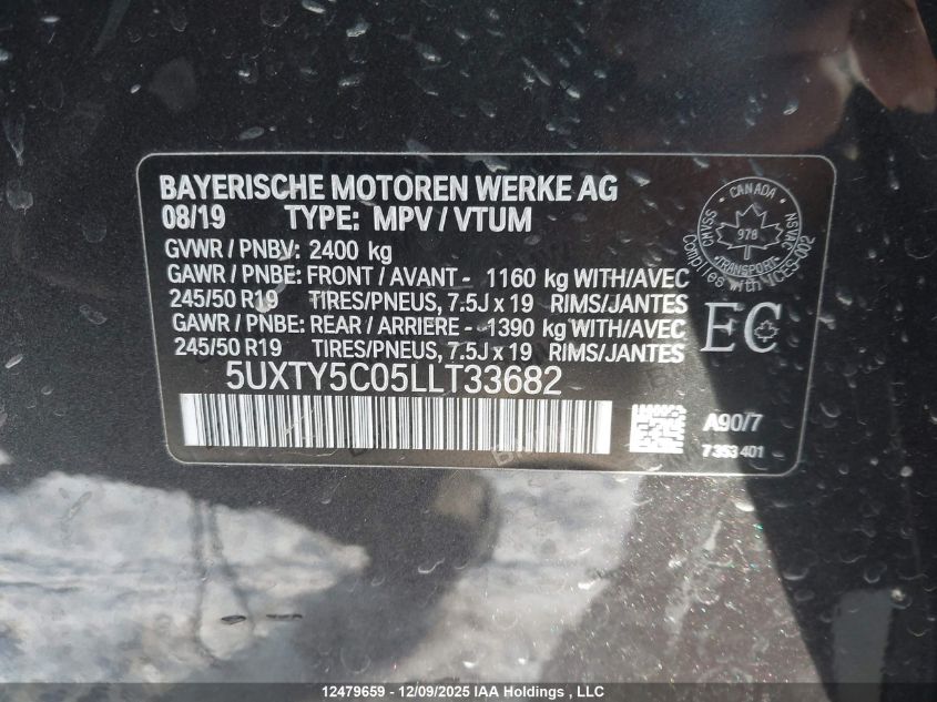 2020 BMW X3 xDrive30I VIN: 5UXTY5C05LLT33682 Lot: 12479659