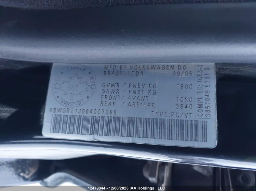 2006 Volkswagen Golf Gls Tdi VIN: 9BWGR21J064007089 Lot: 12479844