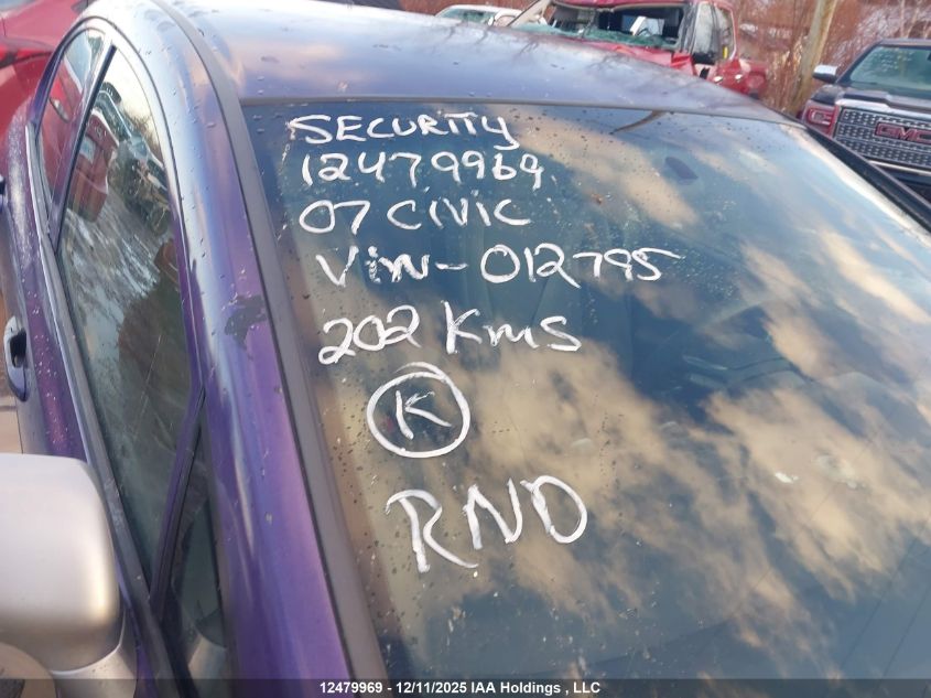 2007 Honda Civic Dx-G VIN: 2HGFA16357H012795 Lot: 12479969
