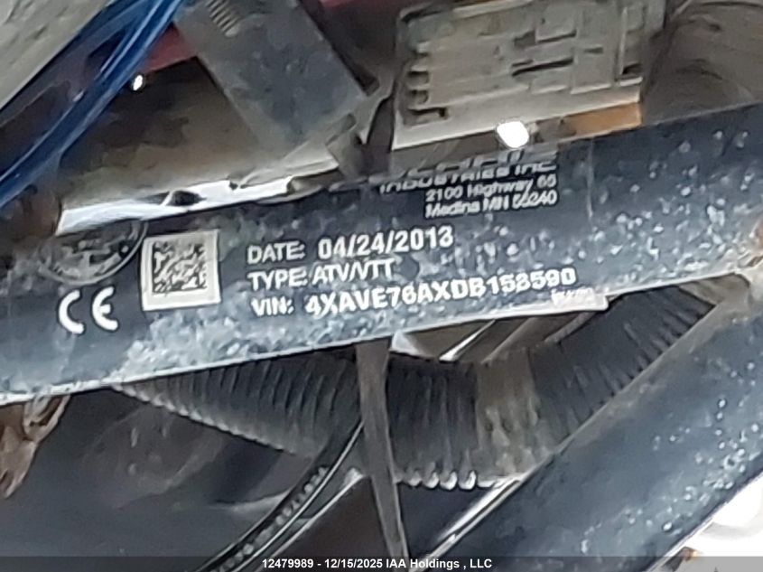 2013 Polaris Rzr 800 S VIN: 4XAVE76AXDB158590 Lot: 12479989