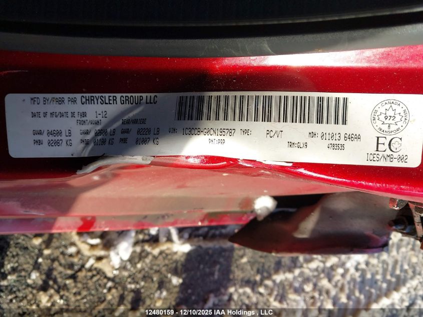 2012 Chrysler 200 S VIN: 1C3CCBHG0CN195787 Lot: 12480159