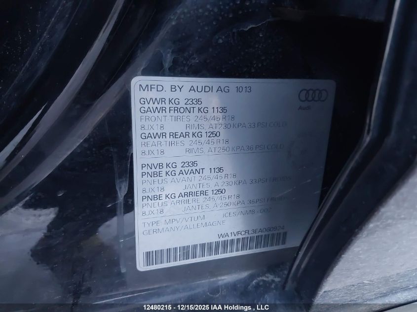 2014 Audi A4 Allroad 2.0 Technik VIN: WA1VFCFL3EA060924 Lot: 12480215