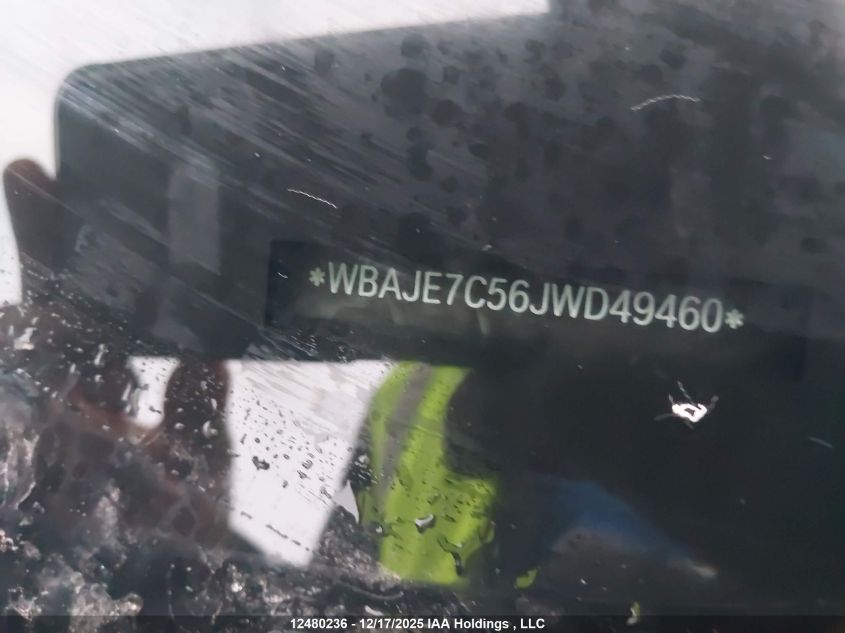 2018 BMW 540 Xi VIN: WBAJE7C56JWD49460 Lot: 12480236