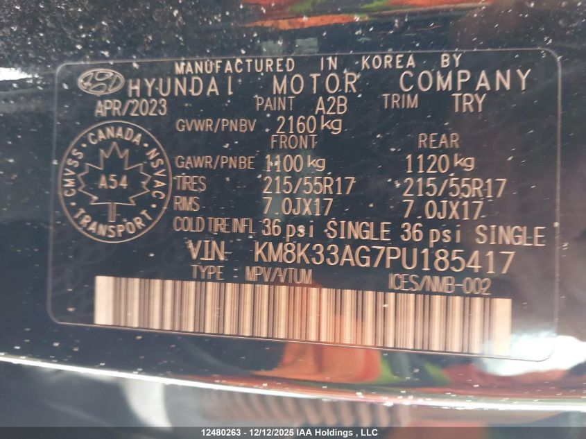 2023 Hyundai Kona Electric Ultimate VIN: KM8K33AG7PU185417 Lot: 12480263