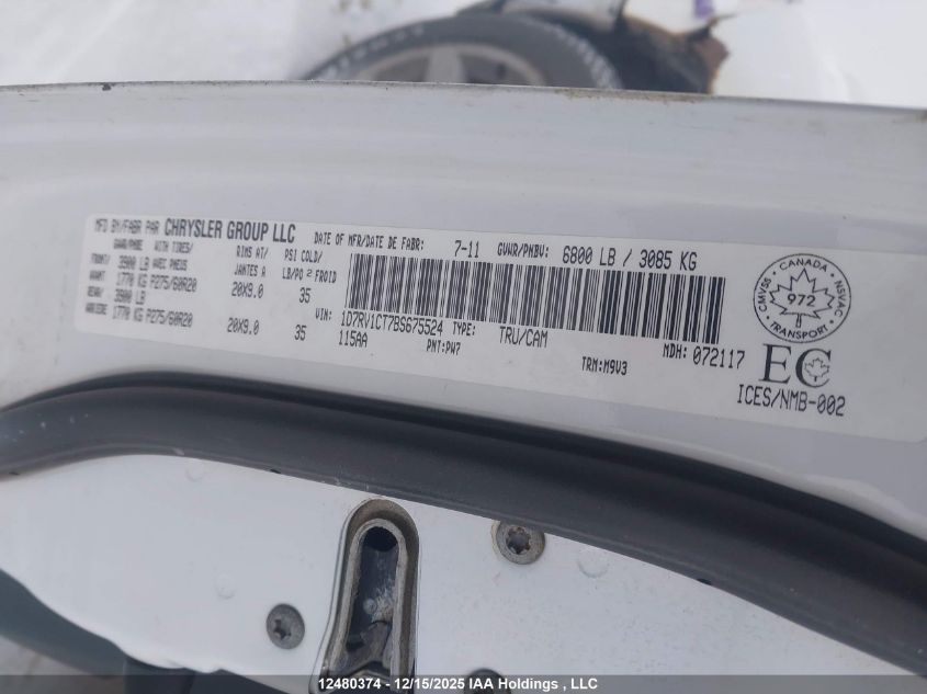 2011 Dodge Ram 1500 VIN: 1D7RV1CT7BS675524 Lot: 12480374