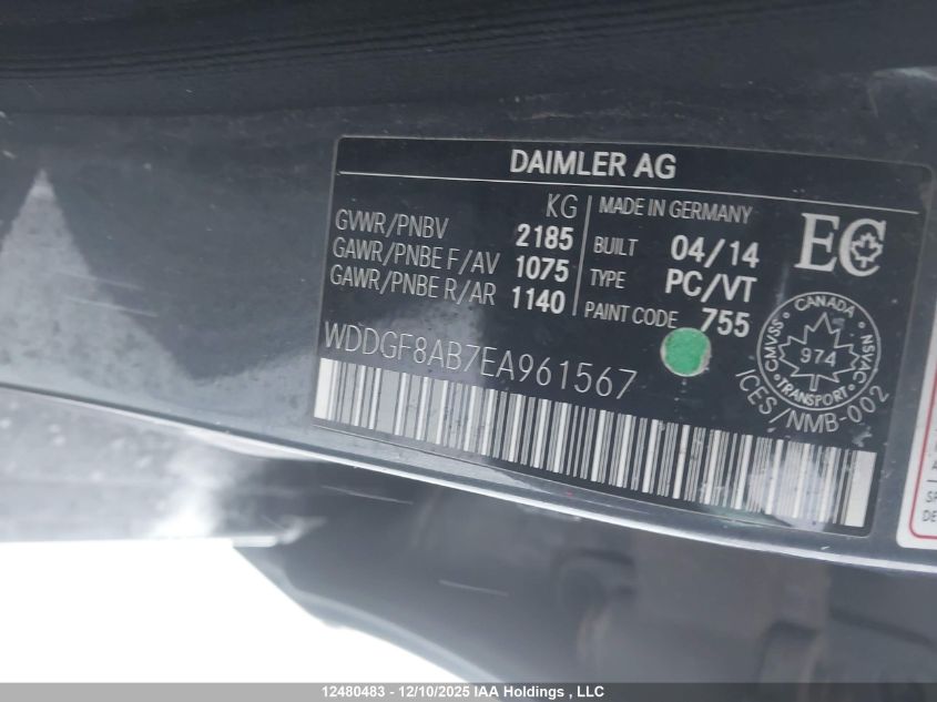 2014 Mercedes-Benz C 300 4Matic VIN: WDDGF8AB7EA961567 Lot: 12480483