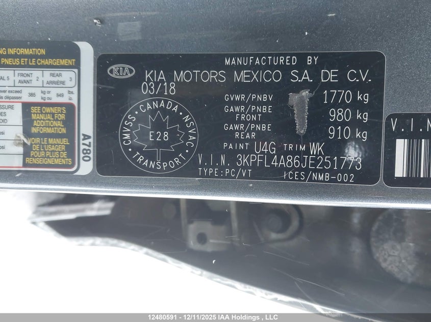 3KPFL4A86JE251773 2018 KIA FORTE photo no. 18