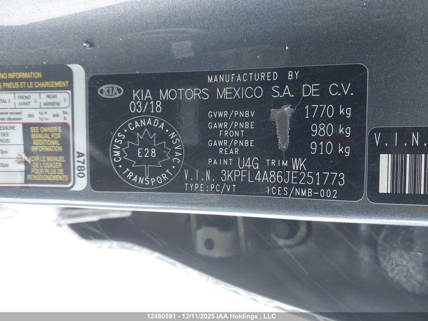 3KPFL4A86JE251773 2018 KIA FORTE photo no. 9