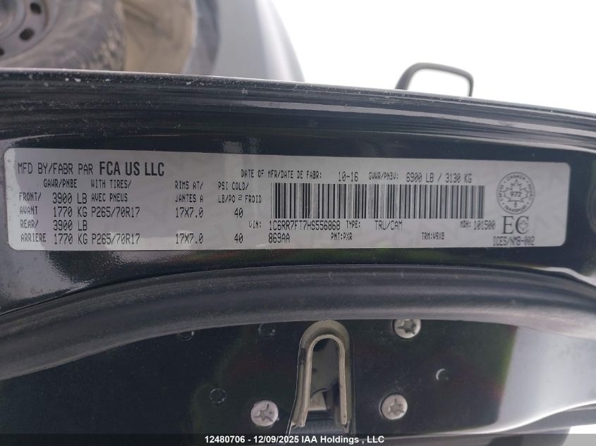 2017 Ram 1500 St VIN: 1C6RR7FT7HS556868 Lot: 12480706