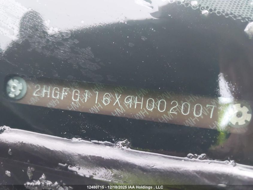 2009 Honda Civic Lx Sr VIN: 2HGFG116X9H002007 Lot: 12480715