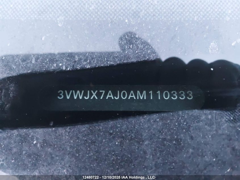 2010 Volkswagen Jetta S VIN: 3VWJX7AJ0AM110333 Lot: 12480722