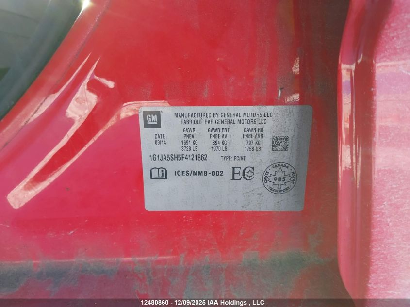 2015 Chevrolet Sonic Ls Auto VIN: 1G1JA5SH5F4121862 Lot: 12480860