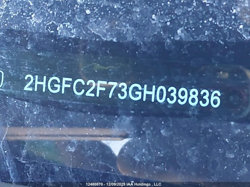 2016 Honda Civic Ex 4Dr VIN: 2HGFC2F73GH039836 Lot: 12480870