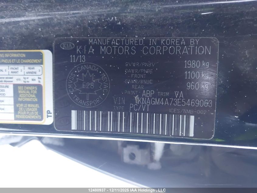 2014 Kia Optima Lx VIN: KNAGM4A73E5469063 Lot: 12480937