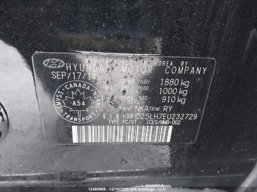 2014 Hyundai Elantra Gt Gl VIN: KMHD25LH7EU232729 Lot: 12480989