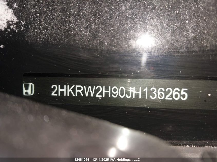 2018 Honda Cr-V Touring VIN: 2HKRW2H90JH136265 Lot: 12481086