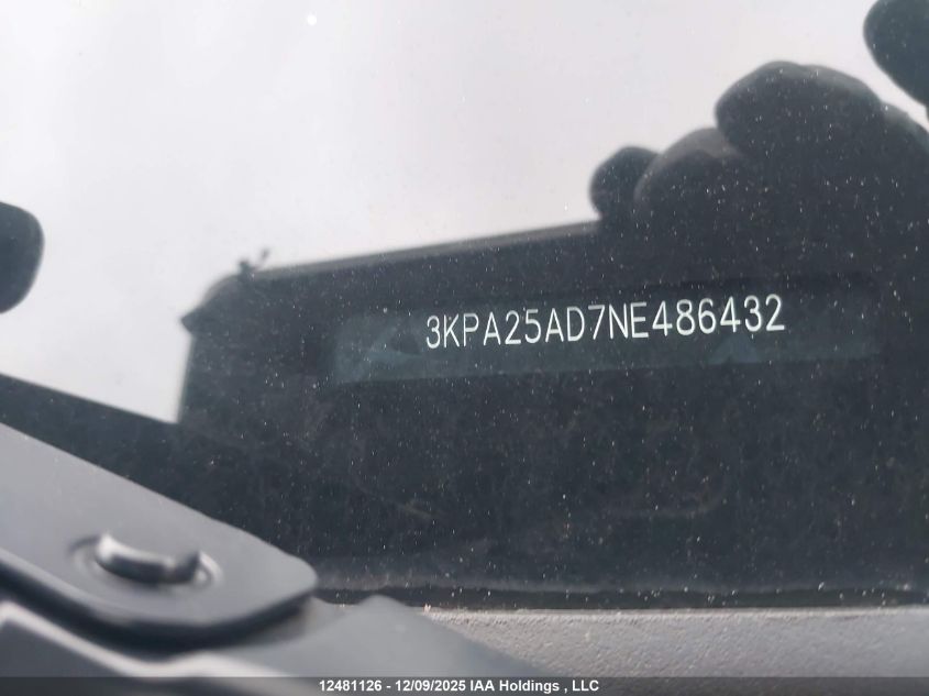 2022 Kia Rio S VIN: 3KPA25AD7NE486432 Lot: 12481126