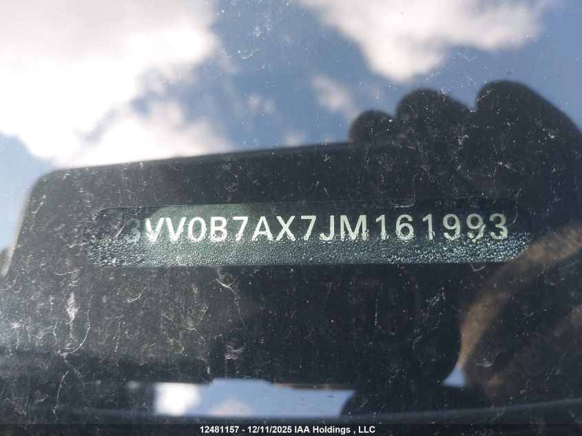 2018 Volkswagen Tiguan Trendline VIN: 3VV0B7AX7JM161993 Lot: 12481157