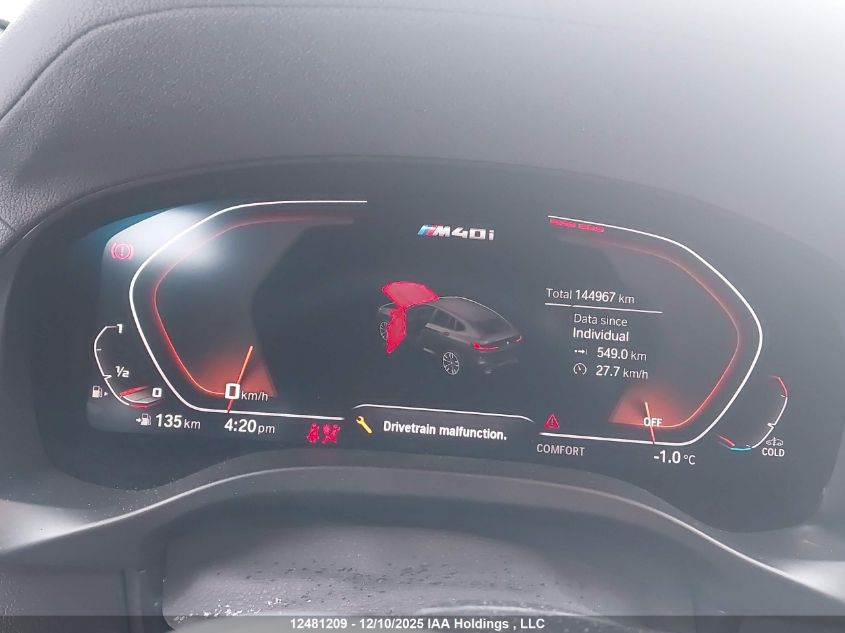 2020 BMW X4 xDrivem40I VIN: 5UX2V5C08L9B58297 Lot: 12481209