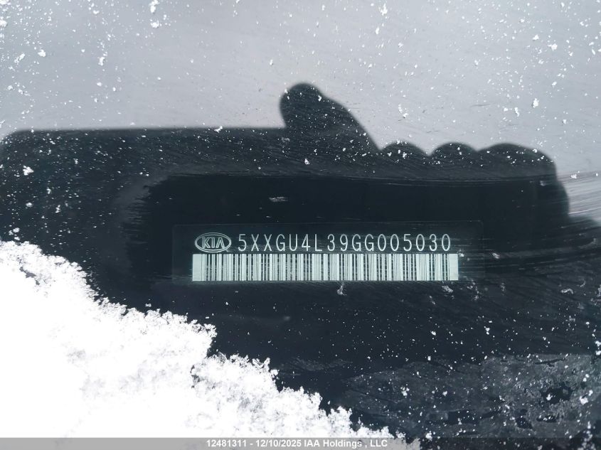 2016 Kia Optima Ex/Ex Tech VIN: 5XXGU4L39GG005030 Lot: 12481311
