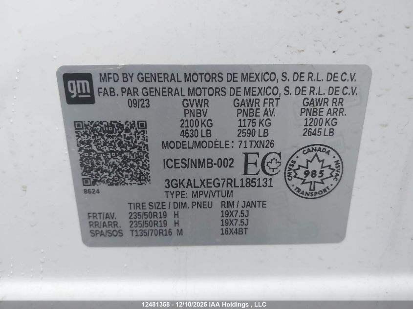 2024 GMC Terrain Denali VIN: 3GKALXEG7RL185131 Lot: 12481358