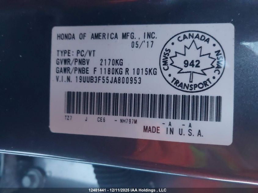 2018 Acura Tlx Tech VIN: 19UUB3F55JA800953 Lot: 12481441