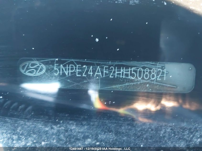 2017 Hyundai Sonata Se VIN: 5NPE24AF2HH508821 Lot: 12481447