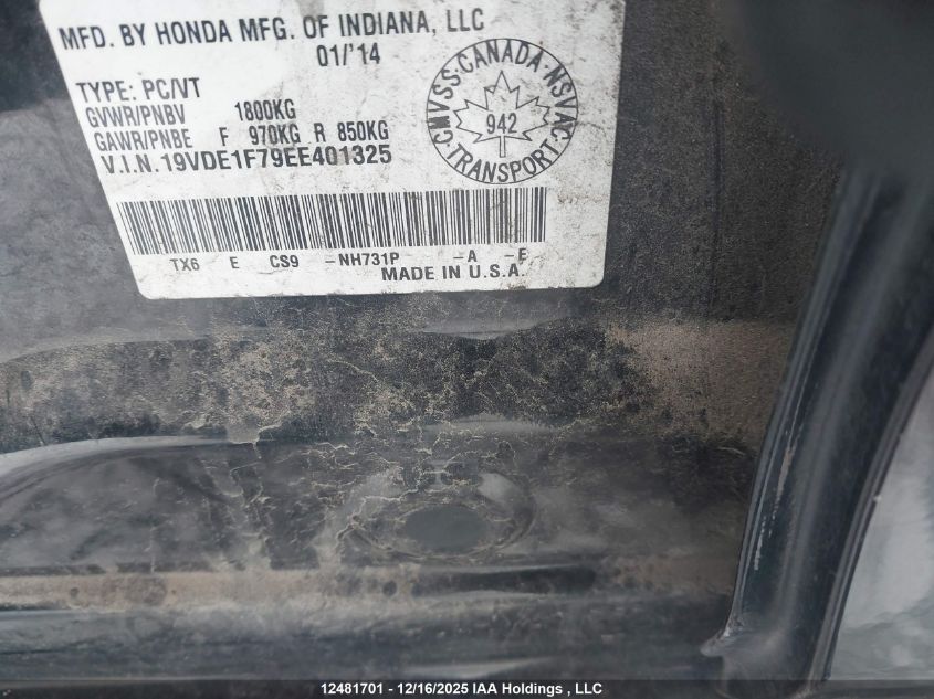 2014 Acura Ilx VIN: 19VDE1F79EE401325 Lot: 12481701