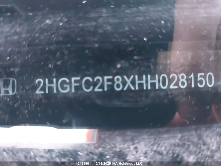 2017 Honda Civic Ex VIN: 2HGFC2F8XHH028150 Lot: 12481801