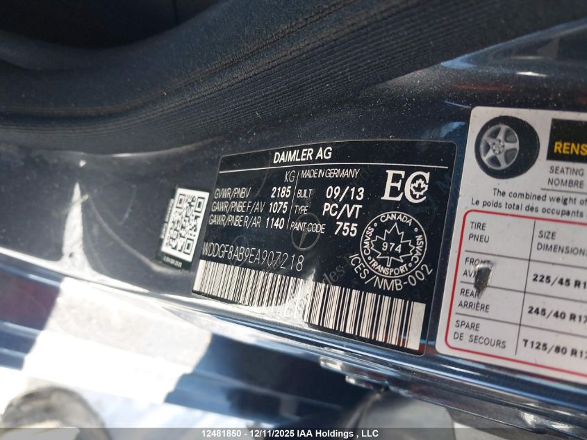 2014 Mercedes-Benz C 300 4Matic VIN: WDDGF8AB9EA907218 Lot: 12481850