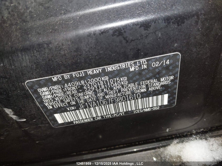 JF1VA1D67F9801610 2015 SUBARU WRX photo no. 18