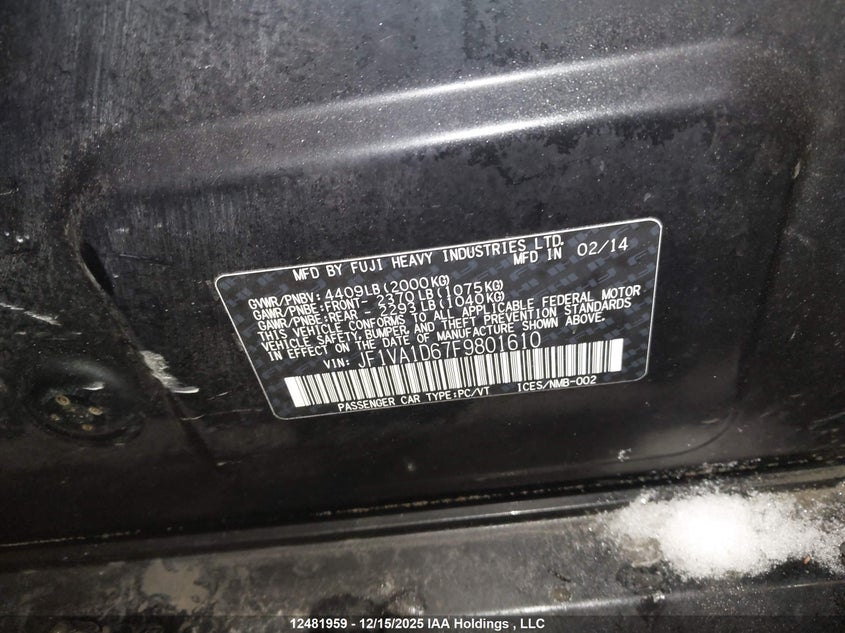 JF1VA1D67F9801610 2015 SUBARU WRX photo no. 9