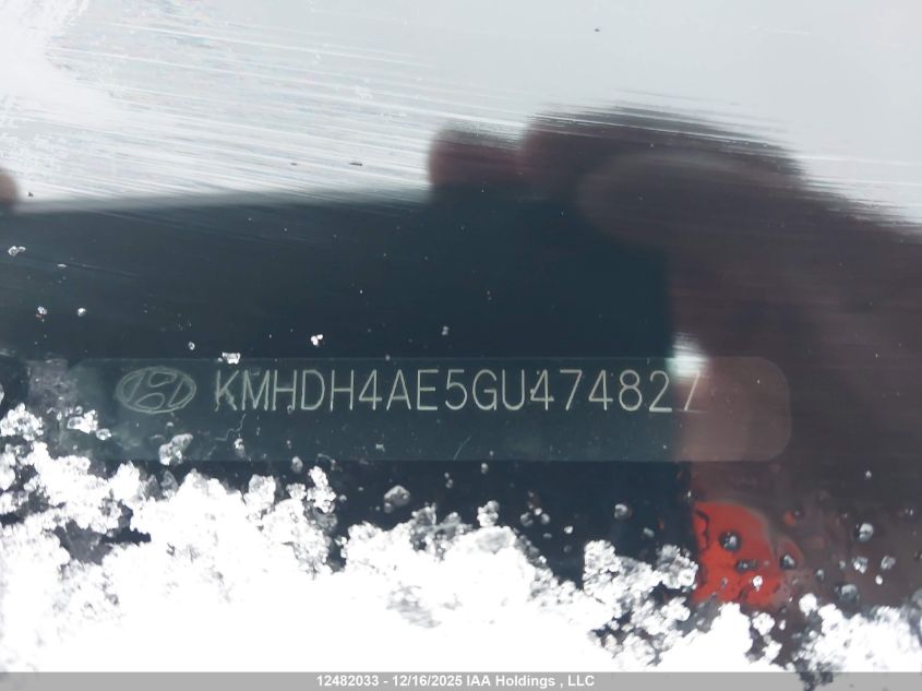 2016 Hyundai Elantra Se/Sport/Limited VIN: KMHDH4AE5GU474827 Lot: 12482033