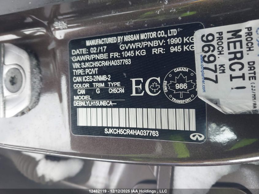 2017 Infiniti Qx30 Luxury/Premium/Sport VIN: SJKCH5CR4HA037763 Lot: 12482119