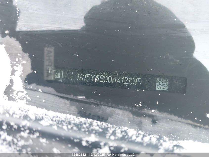 2019 Chevrolet Bolt Ev Lt VIN: 1G1FY6S00K4121019 Lot: 12482142