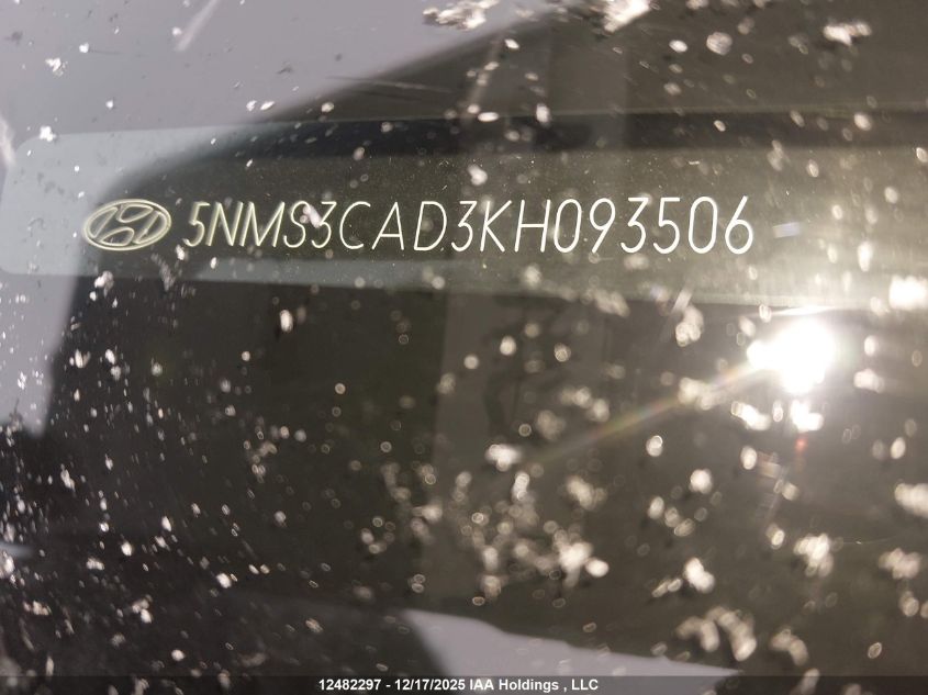 2019 Hyundai Santa Fe Preferred 2.4 VIN: 5NMS3CAD3KH093506 Lot: 12482297