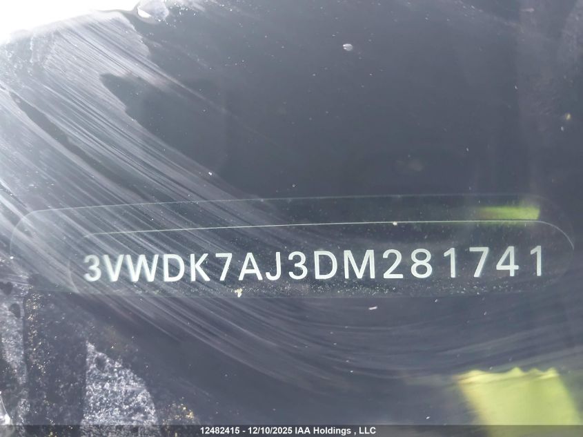 2013 Volkswagen Jetta VIN: 3VWDK7AJ3DM281741 Lot: 12482415