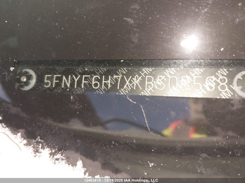 2019 Honda Pilot Ex-L Navi VIN: 5FNYF6H7XKB505568 Lot: 12482418