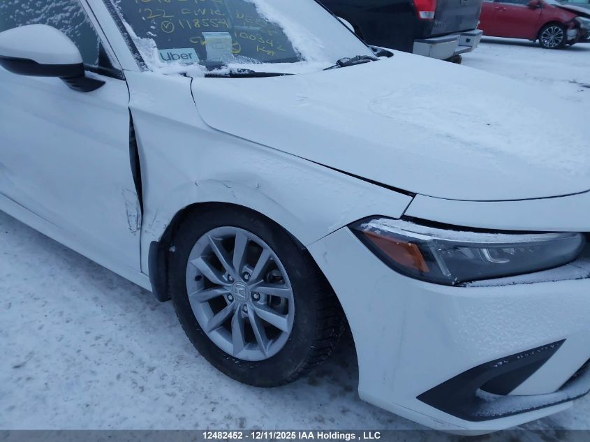 2022 Honda Civic VIN: 2HGFE2F3XNH118554 Lot: 12482452