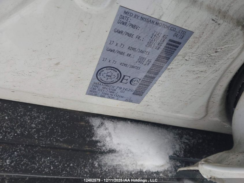 2018 Nissan Rogue Midnight Edition/S/Sl/Sl W/Propilot Assist/Sv VIN: 5N1AT2MV2JC793620 Lot: 12482579