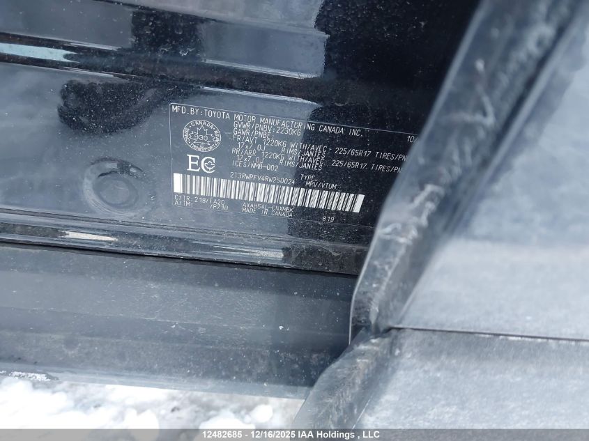 2024 Toyota Rav4 Hybrid Xle VIN: 2T3RWRFV4RW250024 Lot: 12482685