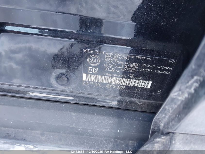 2024 Toyota Rav4 Hybrid Xle VIN: 2T3RWRFV4RW250024 Lot: 12482685