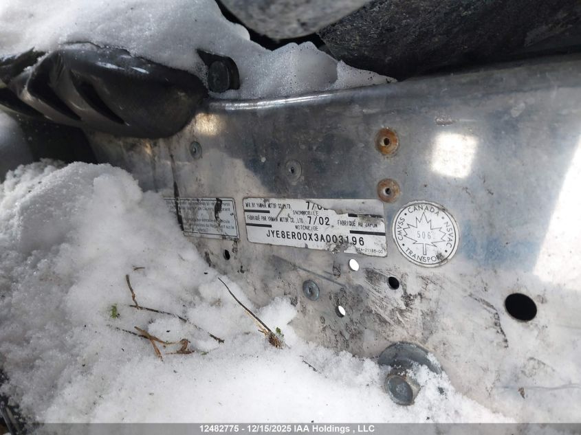 2003 Yamaha VIN: JYE8ER00X3A003196 Lot: 12482775