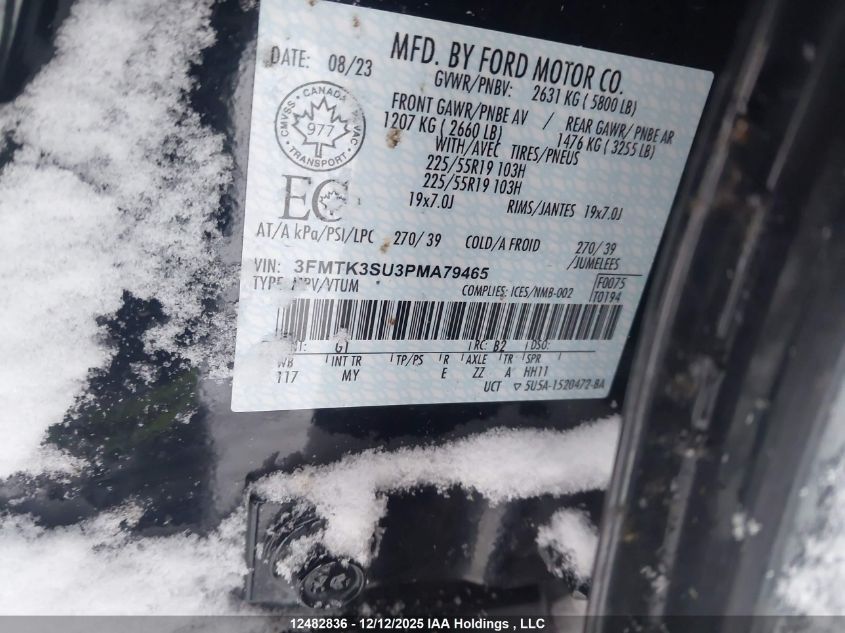 2023 Ford Mustang Mach-E Premium VIN: 3FMTK3SU3PMA79465 Lot: 12482836