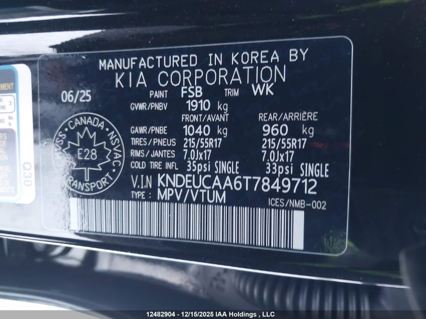 2026 Kia Seltos Ex/Ex Premium VIN: KNDEUCAA6T7849712 Lot: 12482904