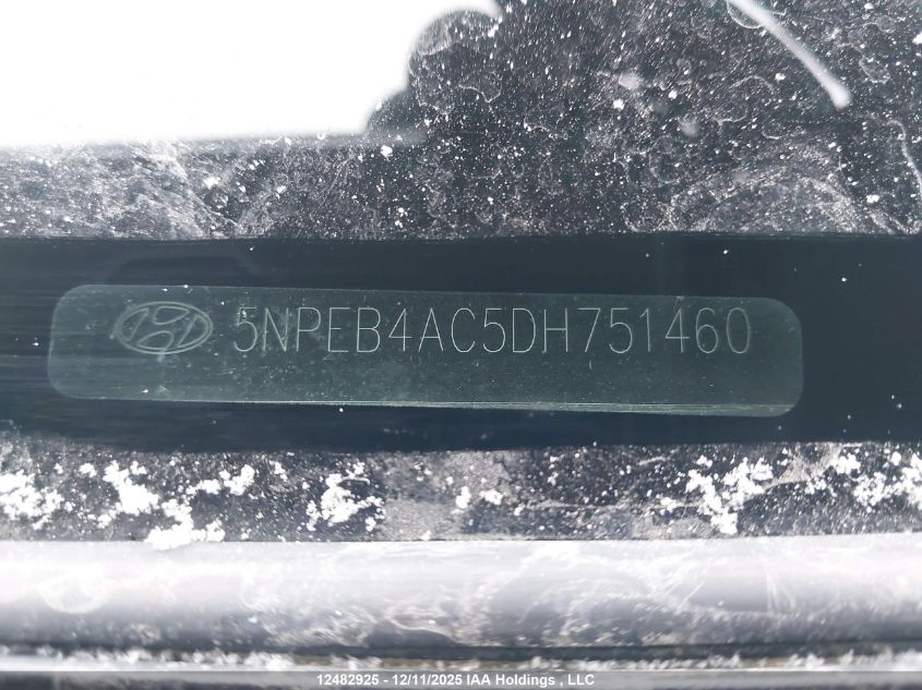 2013 Hyundai Sonata Gl/Gls VIN: 5NPEB4AC5DH751460 Lot: 12482925