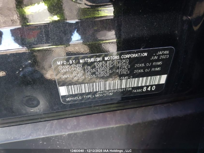 2023 Mitsubishi Outlander Phev Le/Sel VIN: JA4T5UA95PZ621706 Lot: 12483040