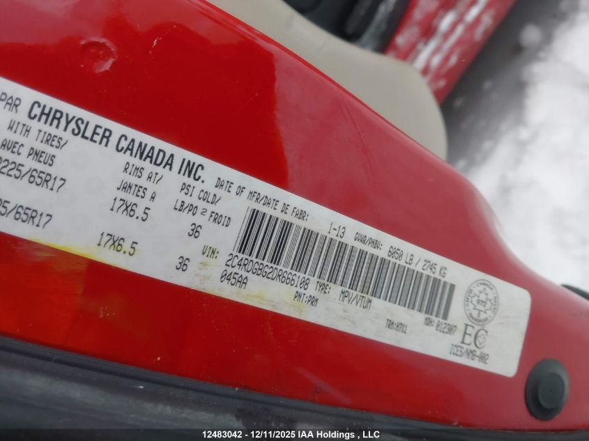 2013 Dodge Grand Caravan Se/Sxt VIN: 2C4RDGBG2DR666108 Lot: 12483042