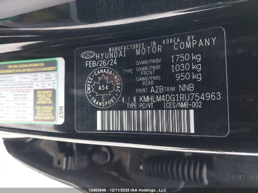 2024 Hyundai Elantra Preferred W/Tech Package VIN: KMHLM4DG1RU754963 Lot: 12483046