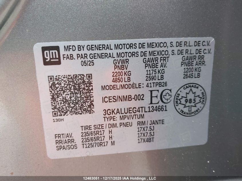 2026 GMC Terrain Elevation Awd VIN: 3GKALUEG4TL134661 Lot: 12483051